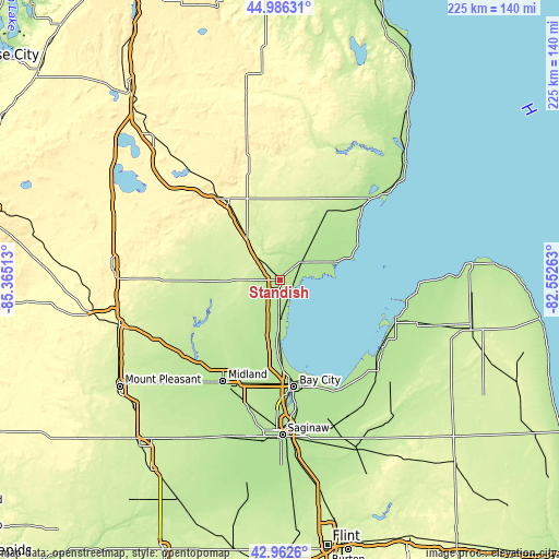 Topographic map of Standish