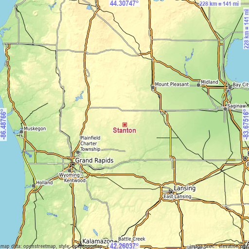 Topographic map of Stanton