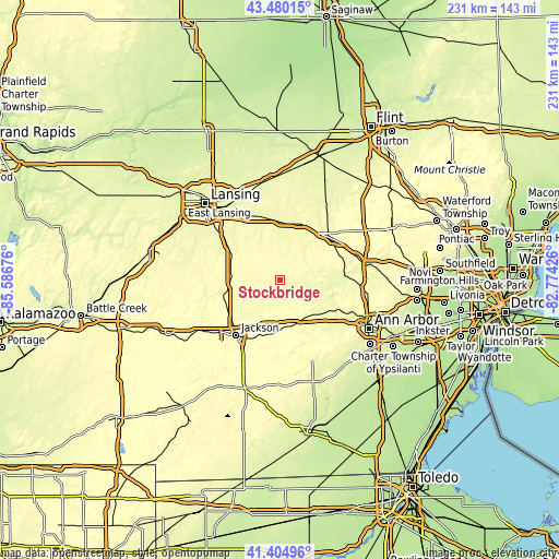 Topographic map of Stockbridge