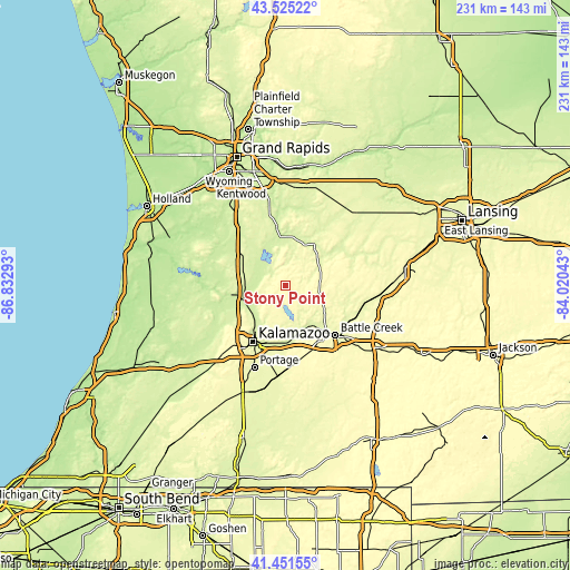 Topographic map of Stony Point