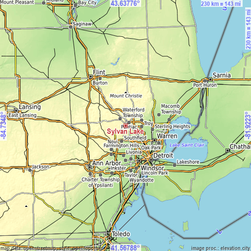 Topographic map of Sylvan Lake