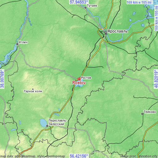 Topographic map of Rostov