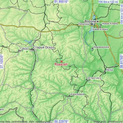 Topographic map of Rossosh’