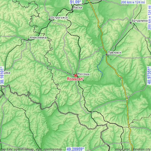 Topographic map of Rossosh’