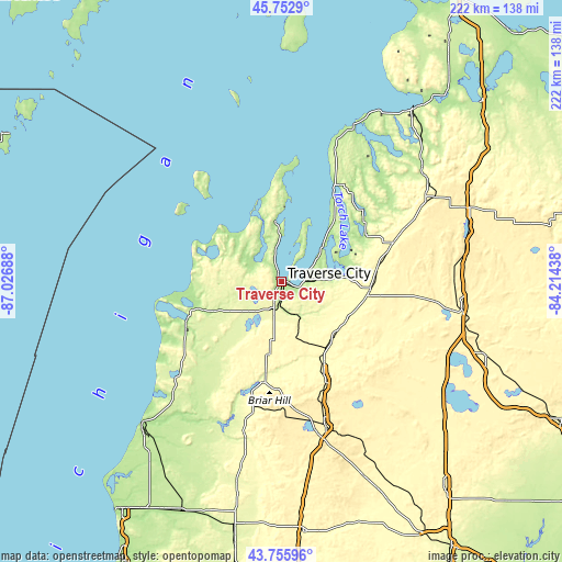 Topographic map of Traverse City