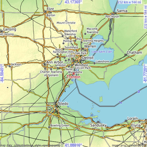 Topographic map of Trenton
