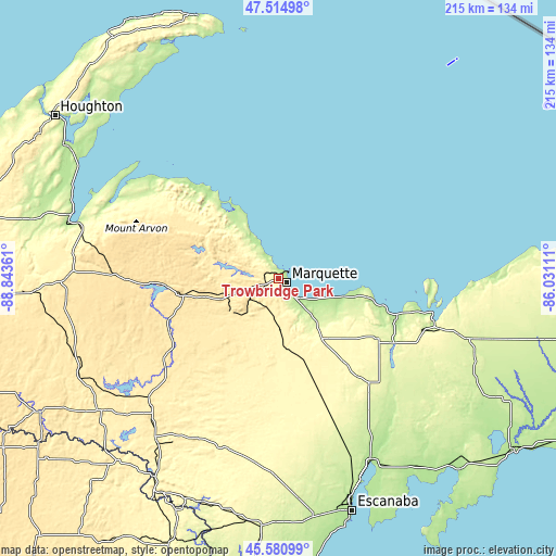 Topographic map of Trowbridge Park