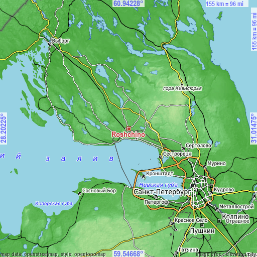 Topographic map of Roshchino