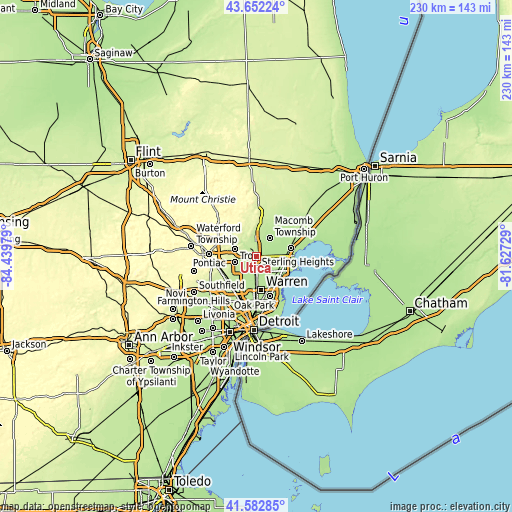 Topographic map of Utica