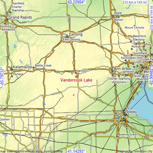 Topographic map of Vandercook Lake