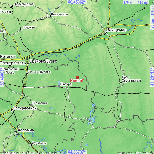 Topographic map of Roshal’