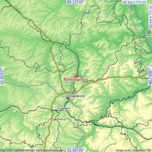 Topographic map of Romodanovo