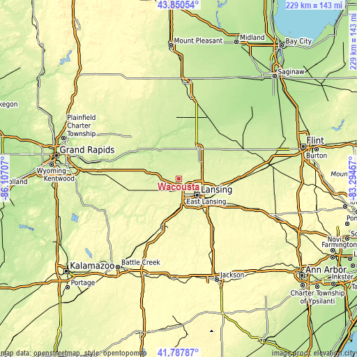 Topographic map of Wacousta