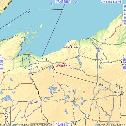 Topographic map of Wakefield