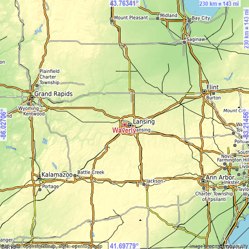 Topographic map of Waverly