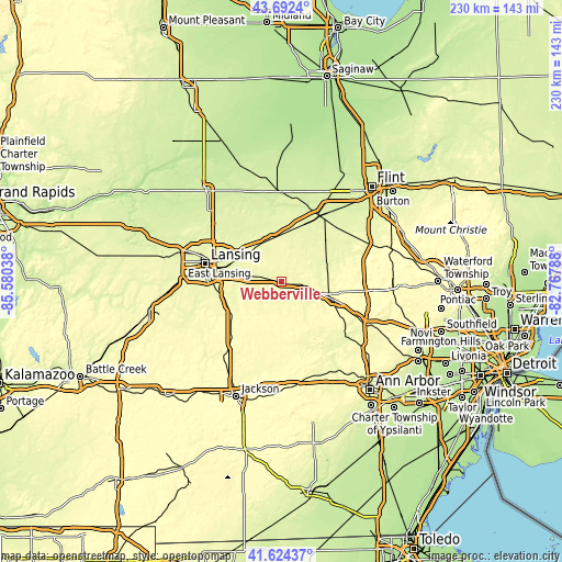 Topographic map of Webberville