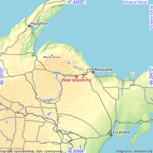 Topographic map of West Ishpeming