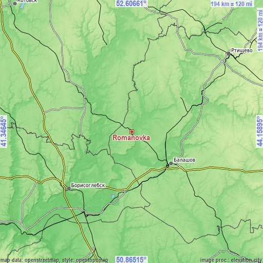 Topographic map of Romanovka