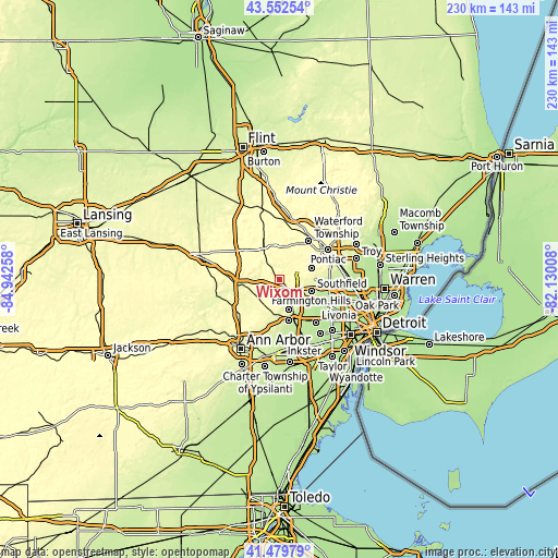 Topographic map of Wixom