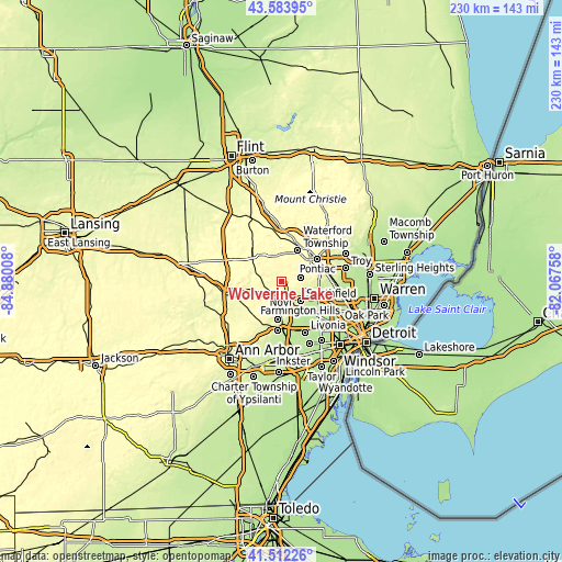 Topographic map of Wolverine Lake