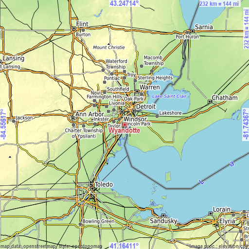 Topographic map of Wyandotte