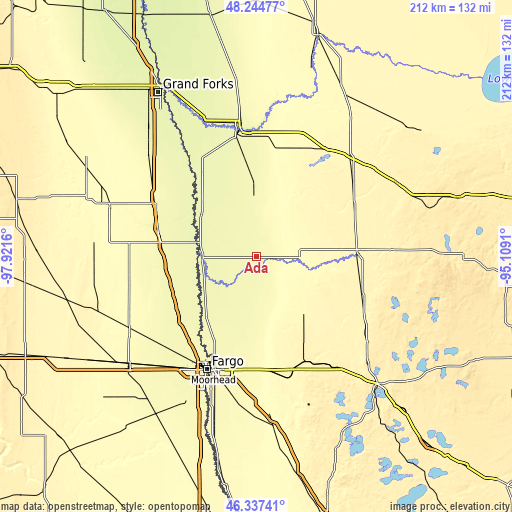 Topographic map of Ada