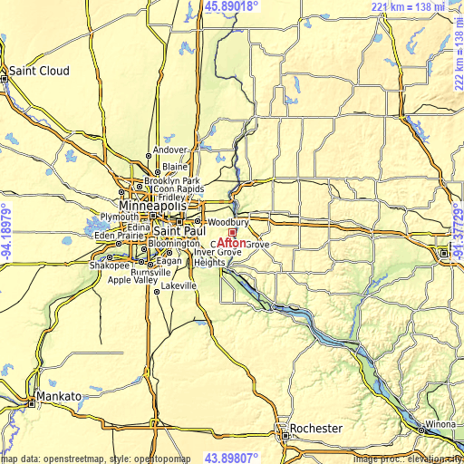 Topographic map of Afton