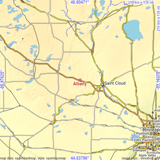 Topographic map of Albany