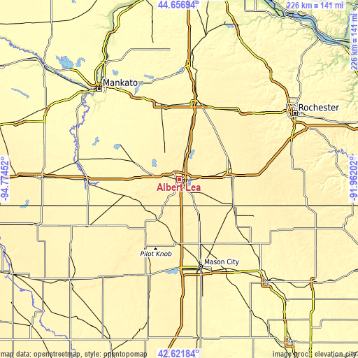 Topographic map of Albert Lea