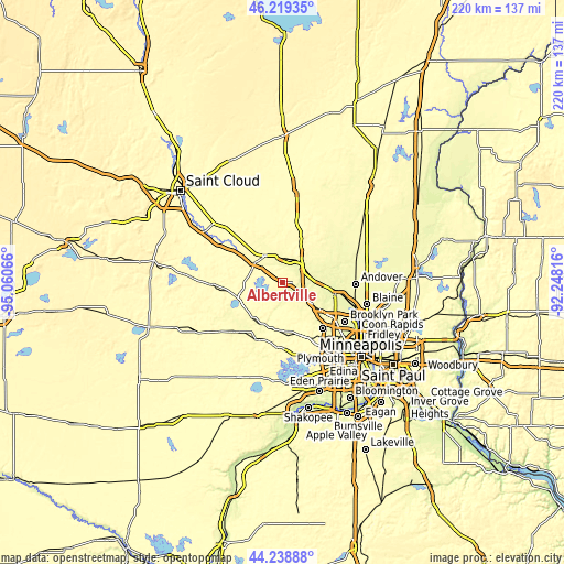 Topographic map of Albertville