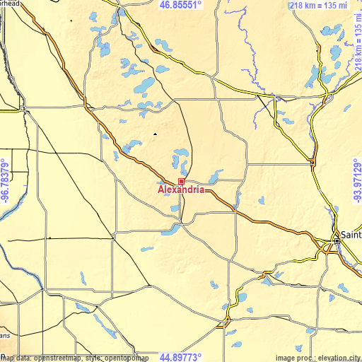 Topographic map of Alexandria