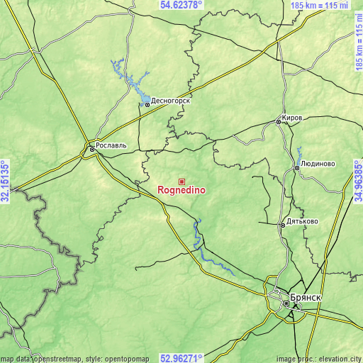 Topographic map of Rognedino