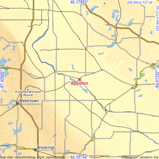 Topographic map of Appleton