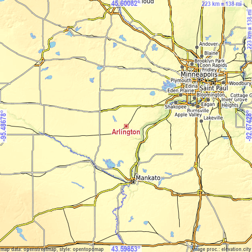 Topographic map of Arlington