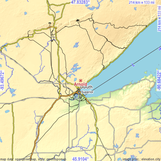 Topographic map of Arnold