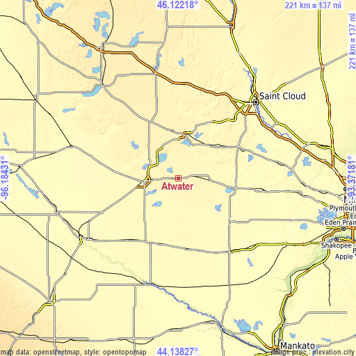 Topographic map of Atwater