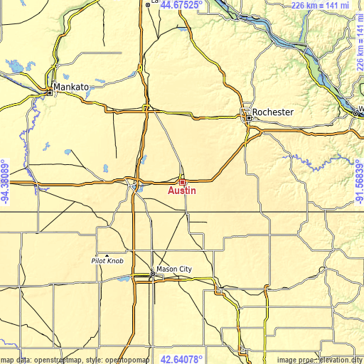 Topographic map of Austin