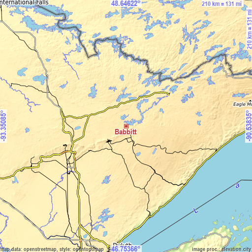 Topographic map of Babbitt