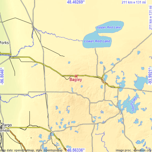 Topographic map of Bagley