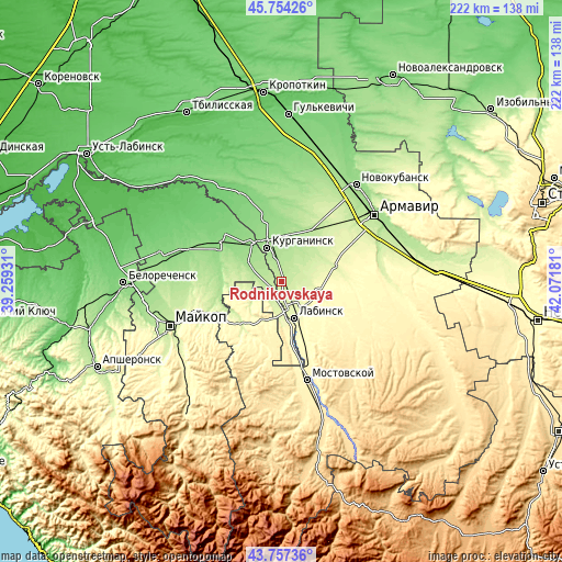Topographic map of Rodnikovskaya