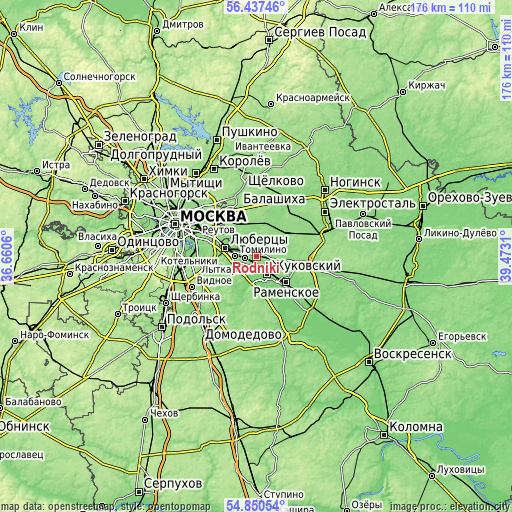 Topographic map of Rodniki