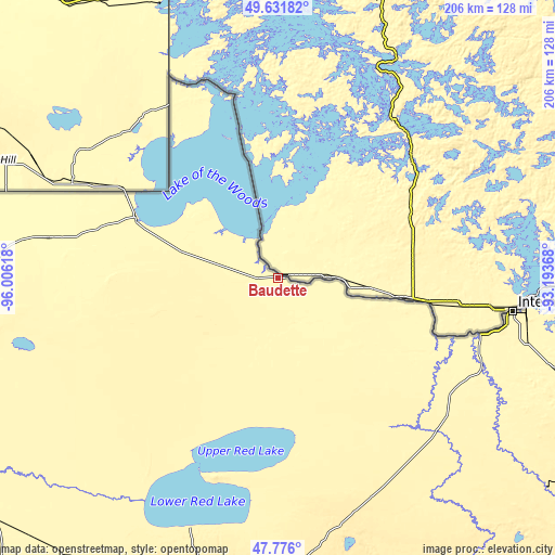 Topographic map of Baudette