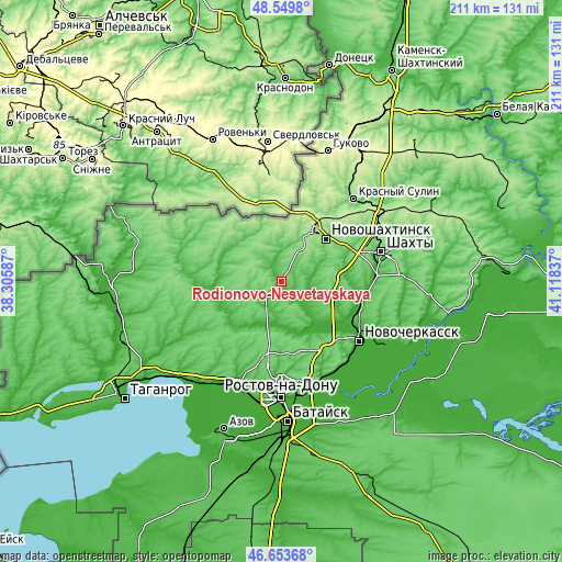 Topographic map of Rodionovo-Nesvetayskaya
