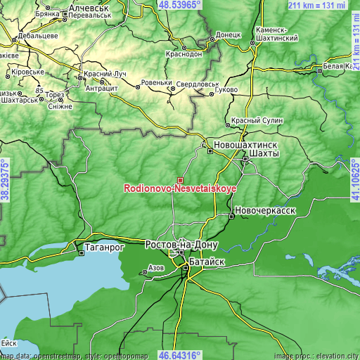 Topographic map of Rodionovo-Nesvetaiskoye
