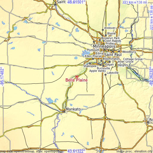 Topographic map of Belle Plaine