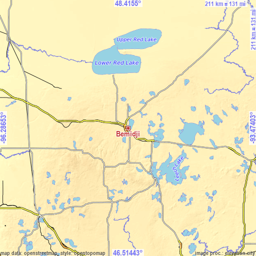 Topographic map of Bemidji