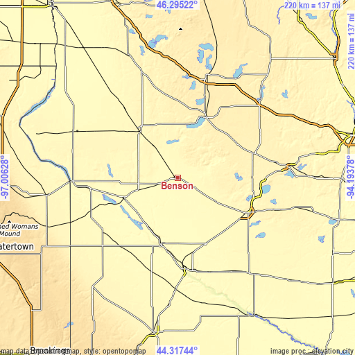 Topographic map of Benson