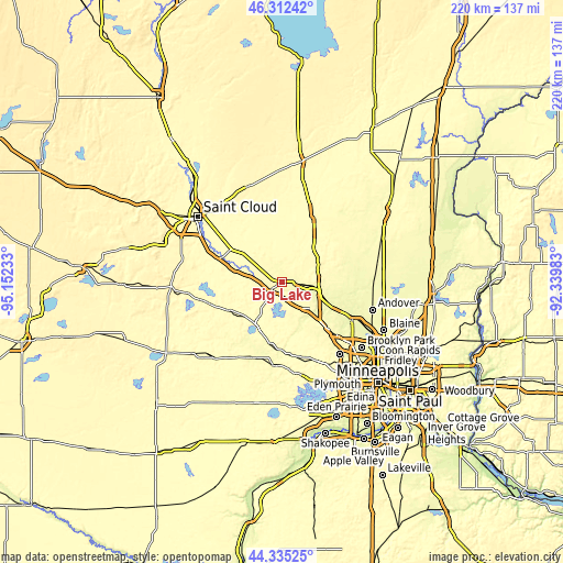 Topographic map of Big Lake