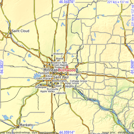 Topographic map of Birchwood