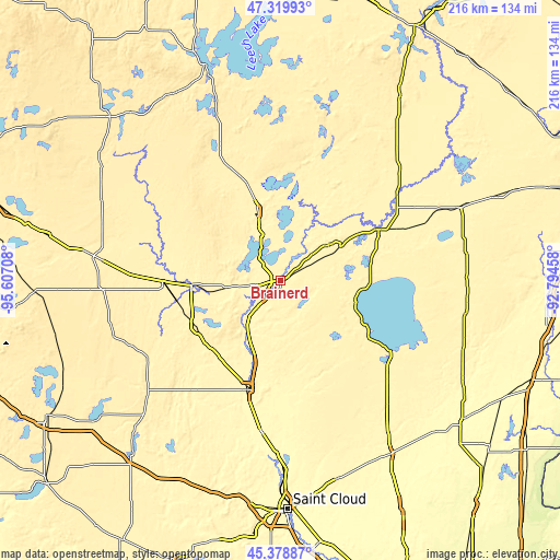 Topographic map of Brainerd